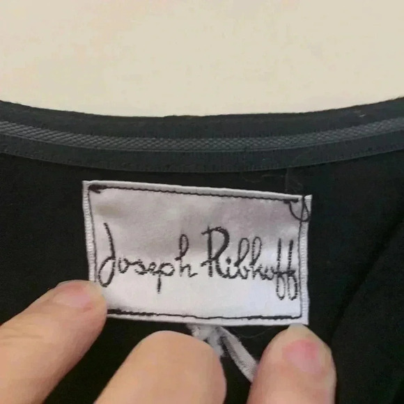 Joseph Ribkoff jersey like knit black cocktail dress w gathers at the waist - Picture 9 of 10